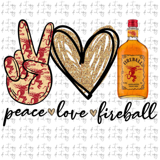 Peace love Fireball Sublimation Png Digital Download, Whiskey Png, Whiskey sublimation PNG, Whiskey bottle sublimation