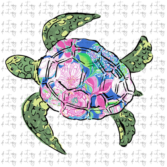 Floral Turtle Sublimation PNG File, Floral Turtle Design, Cute Floral flower turtle png digital download file, watercolor floral turtle png