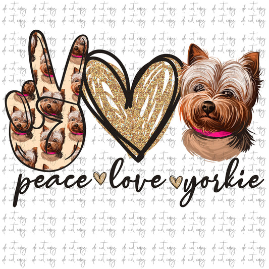 Peace love Yorkie , Yorkie Sublimation Png Digital Download, Peace love Yorkie glitter Yorkie Png, Peace Love Yorkie Sublimation Design