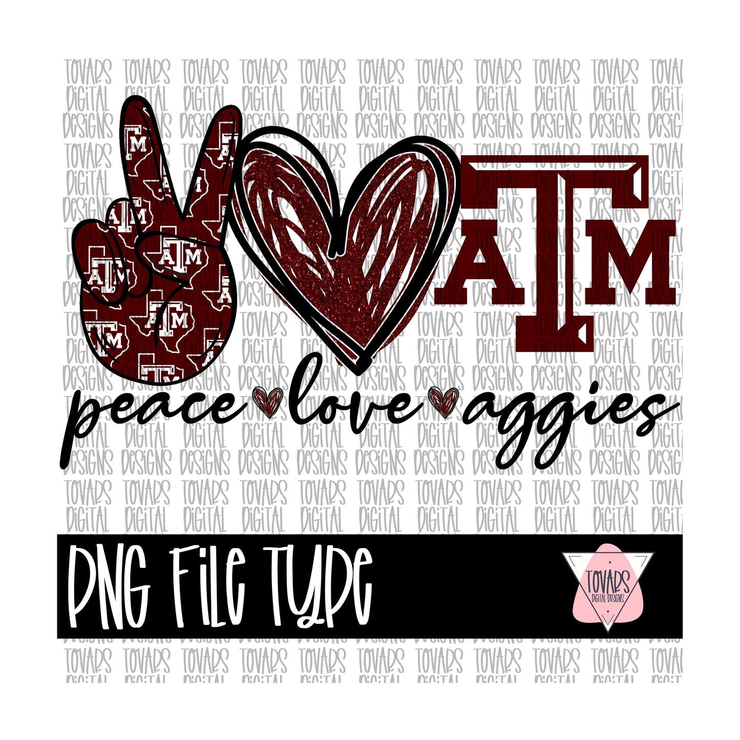 Peace love Aggies Sublimation Png Digital Download, Peace love  Png, Peace Love Peace love png file, football college