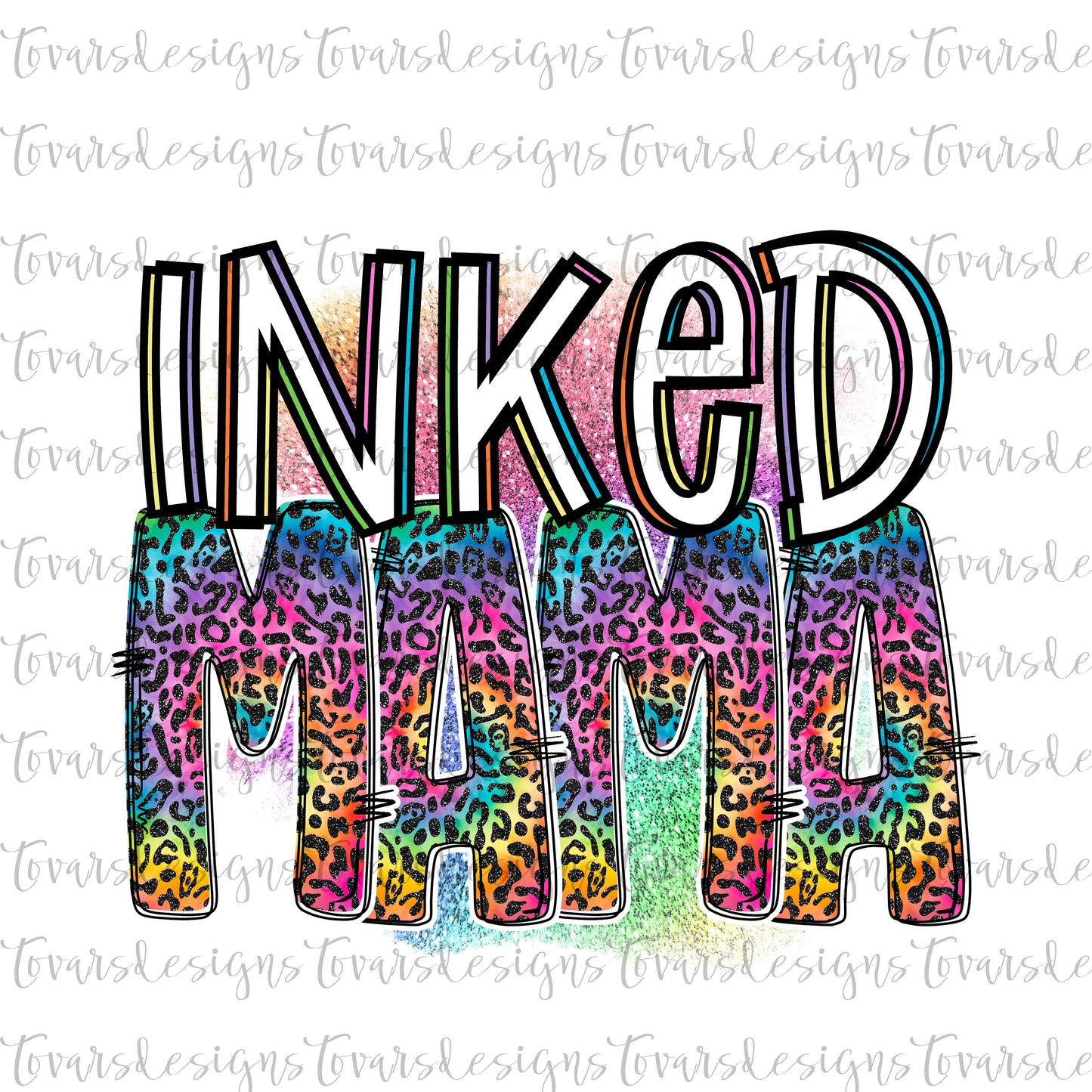 Inked mama Rainbow Cheetah Sublimation Png Download, Instant Download, Inked mama sublimation, Rainbow Inked mama design png file