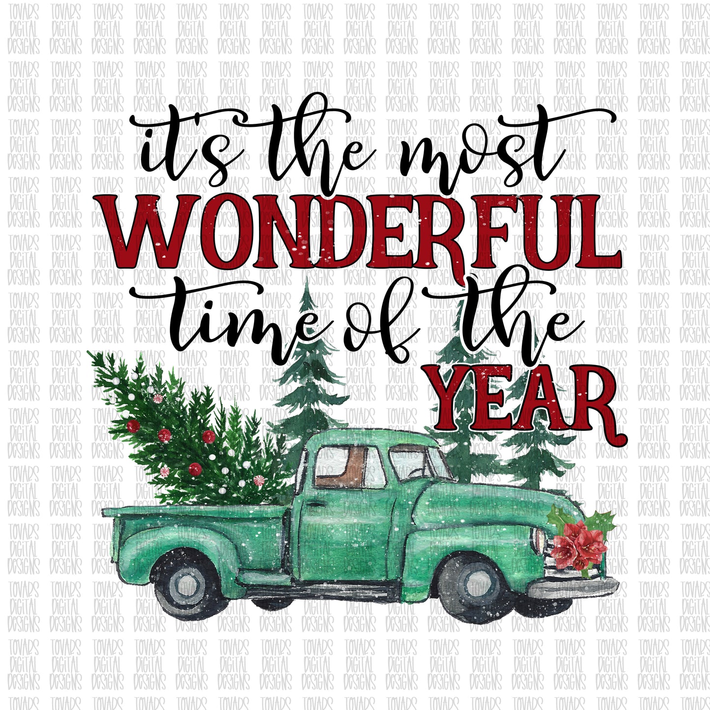 It's the most wonderful time of the year Christmas Sublimation Png Digital Download, Christmas Vintage truck sublimation christmas design