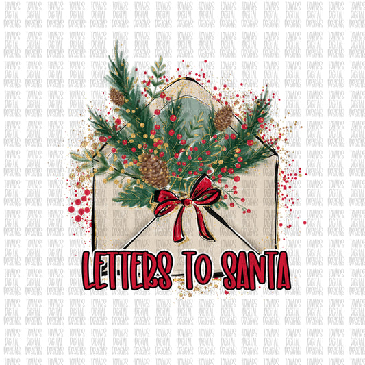 Letters to Santa Png File, Christmas sublimation file, christmas letters to santa sublimation, christmas design, floral christmas letters