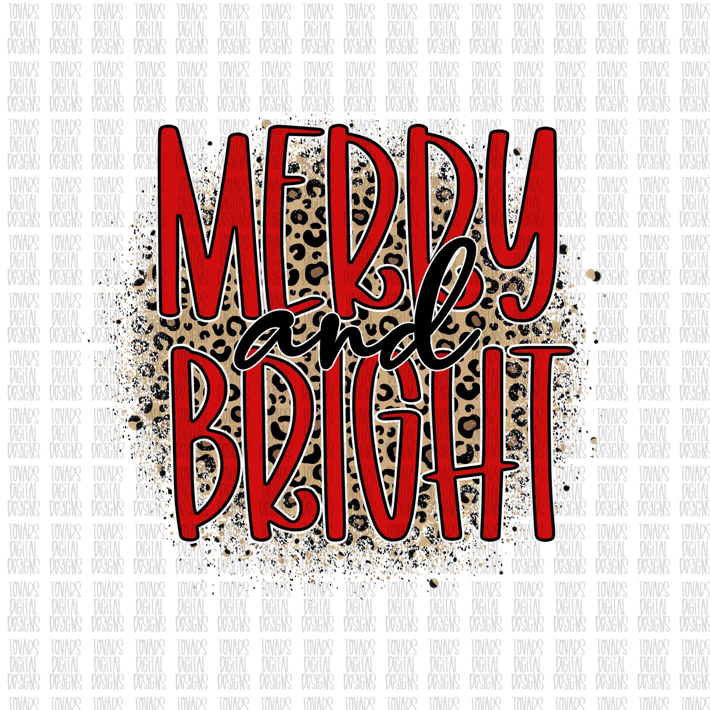 Merry and Bright leopard Png File, Merry and Bright leopard sublimation file, christmas sublimation, christmas leopard design, leopard png
