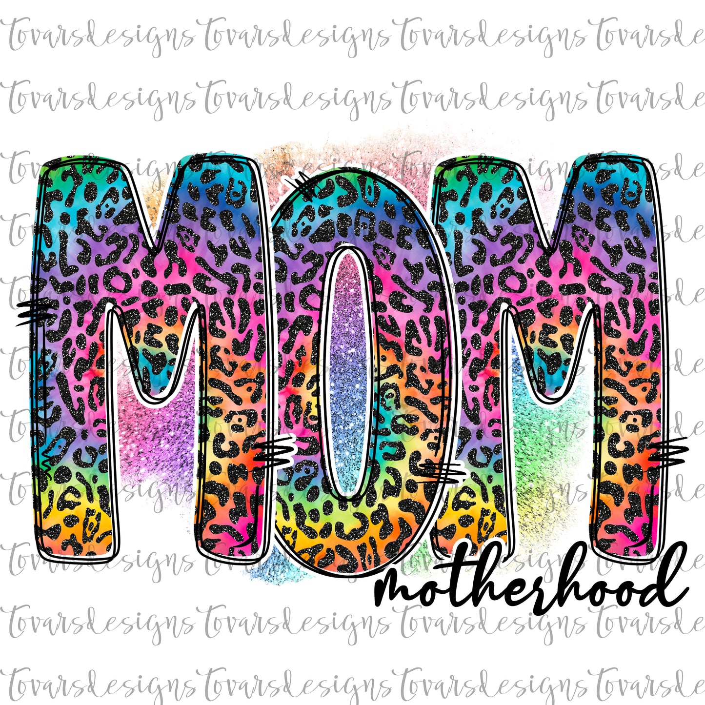 Mom Motherhood Rainbow Cheetah Sublimation Png Download, Instant Download, Mom Motherhood rainbow sublimation design