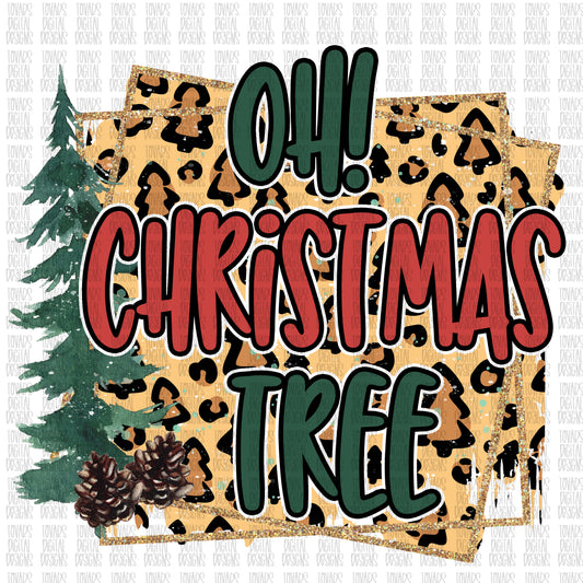 Oh Christmas Tree Leopard print christmas sublimation png file