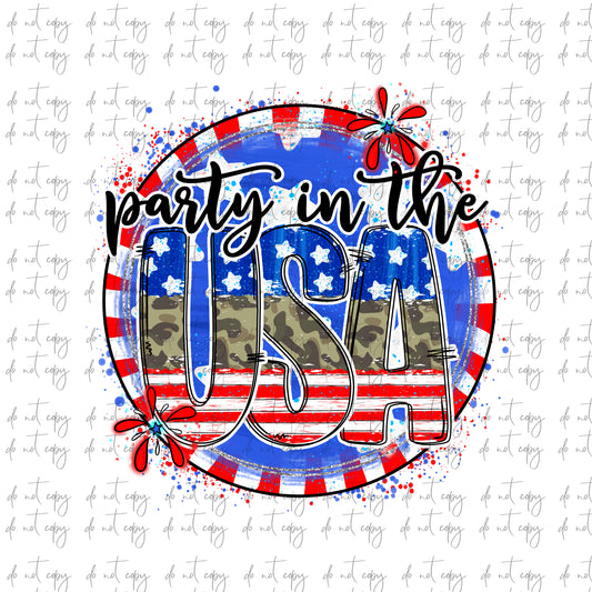 Party in the USA Camo 4th of July Sublimation Download, fourth of July Png File,  Freedom Patriotic Sublimation download