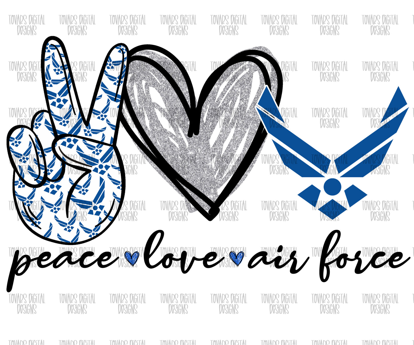 Peace Love Air Force Military PNG FILE