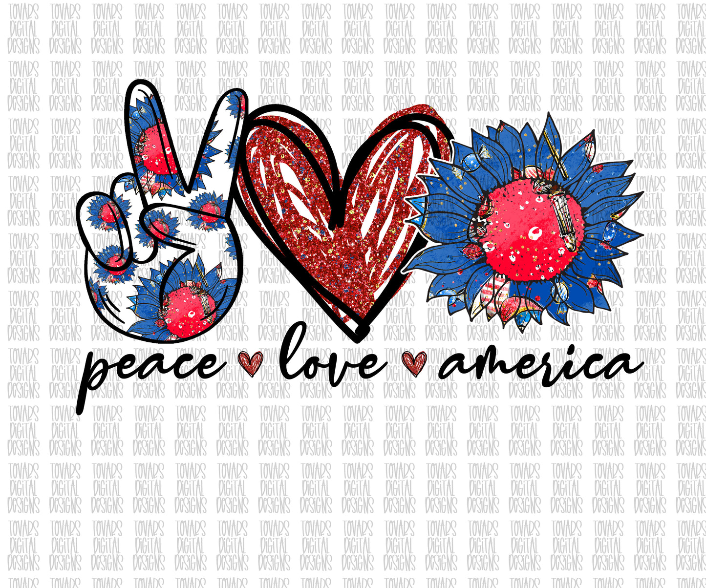 Peace Love America Sunflower 4th of July Sublimation Download, fourth of July Png File, Freedom Patriotic Sublimation download