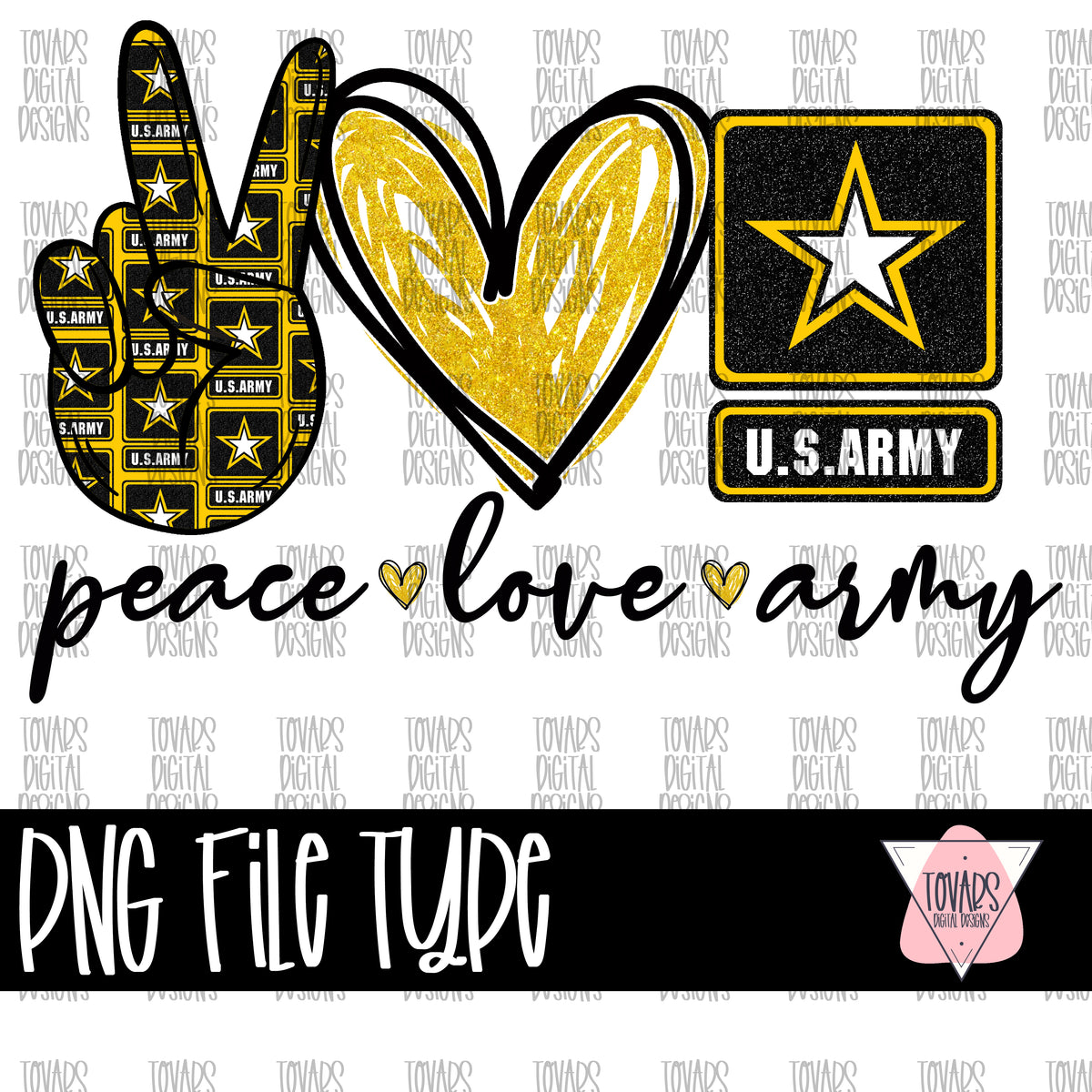 Peace love army png file – Tovars Digital Designs