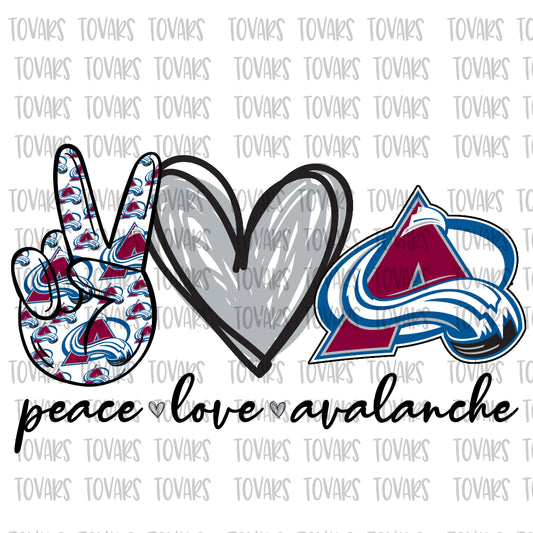 peace love avalanche Hockey Design PNG FILE