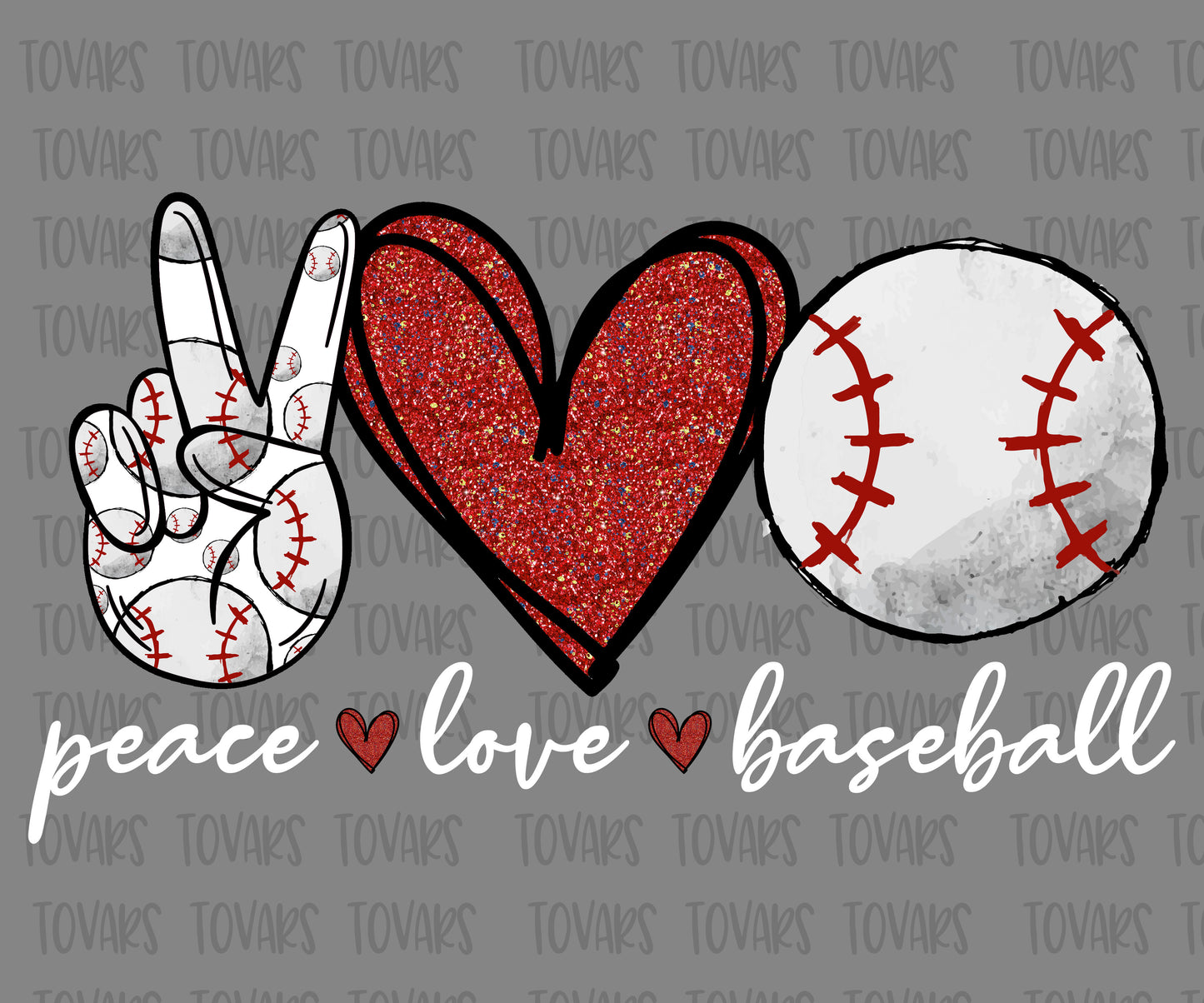 Peace love baseball Design with white letters