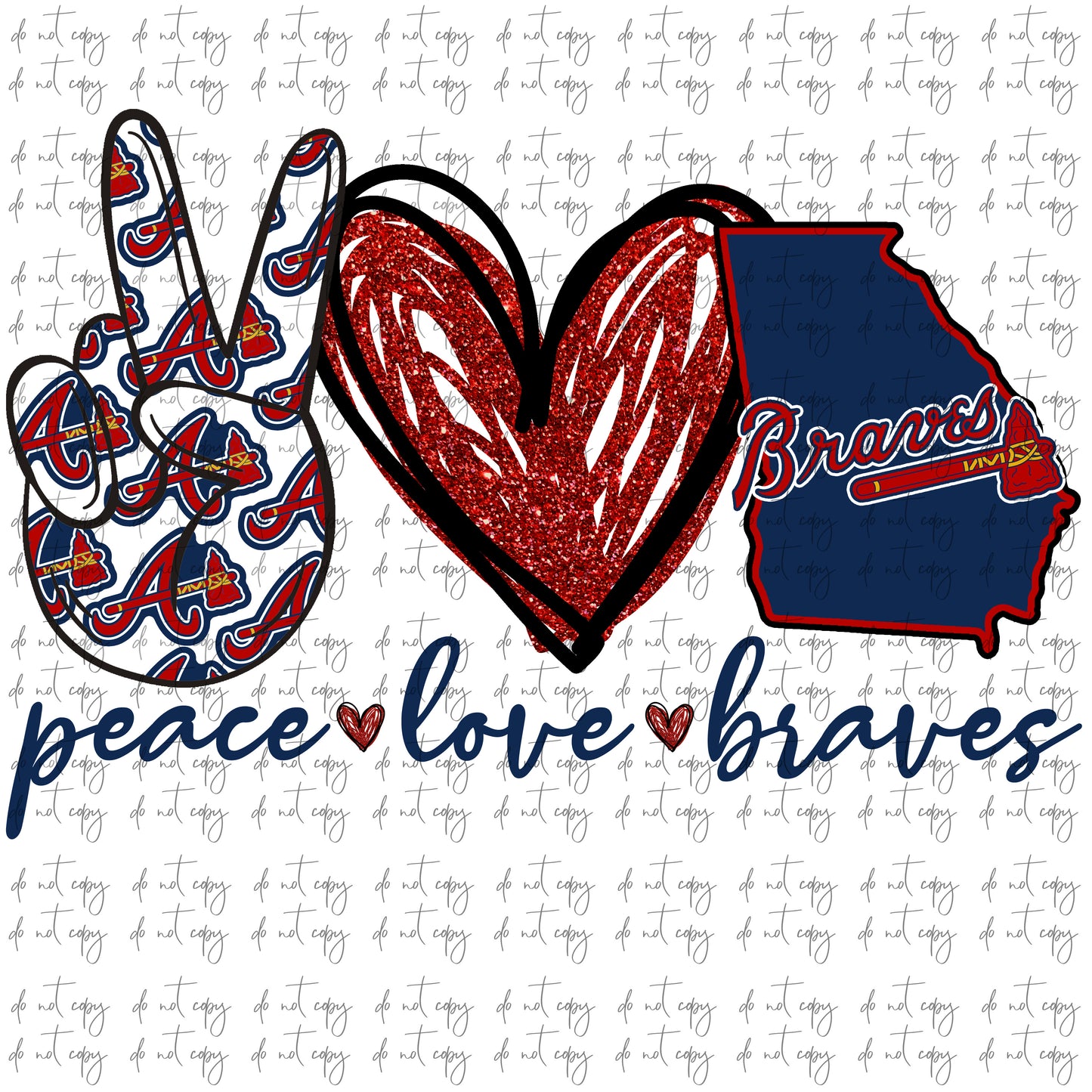 martodesigns - Peace Love Atlanta Braves Baseball