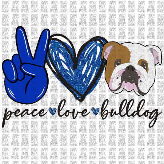 Peace love Bulldog PNG FILE