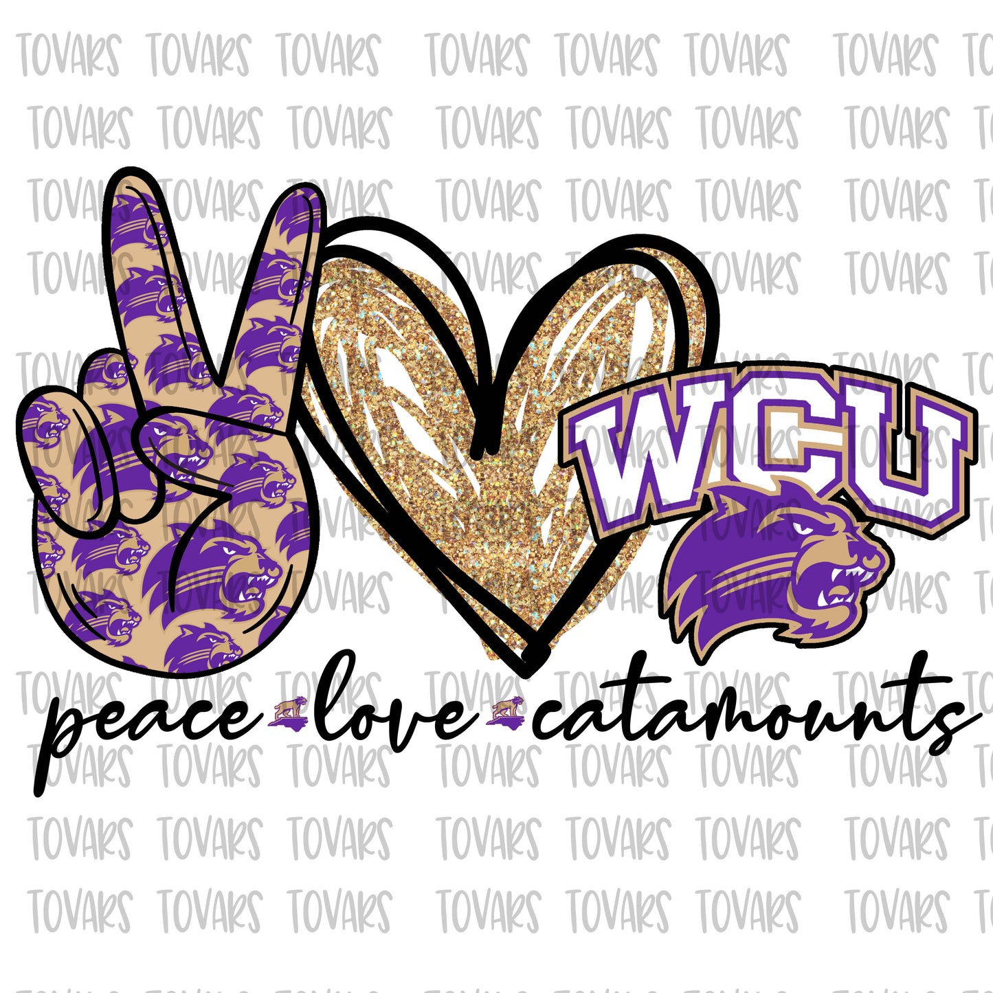 Peace love catamounts WCU , western Carolina University wcu cats, digital download