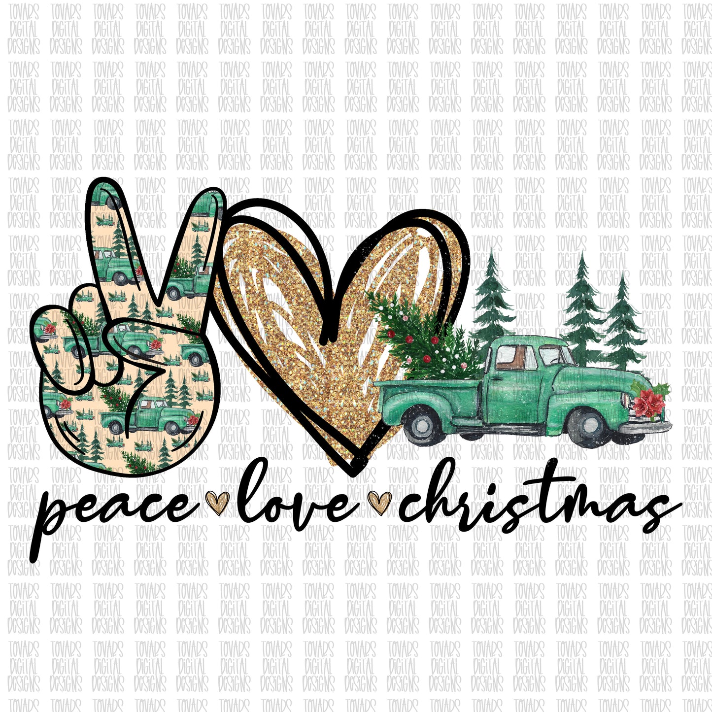 Peace love Christmas Vintage Truck Sublimation Png Digital Download, Truck Png christmas sublimation peace love Christmas teal truck Digital