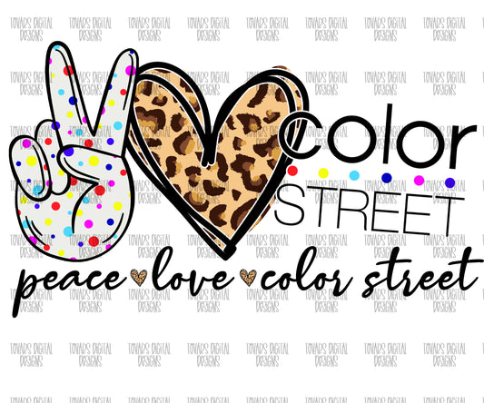 Peace love Color street Leopard Print PNG FILE
