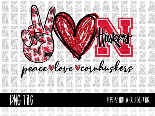 Peace love Nebraska Cornhuskers PNG FILE