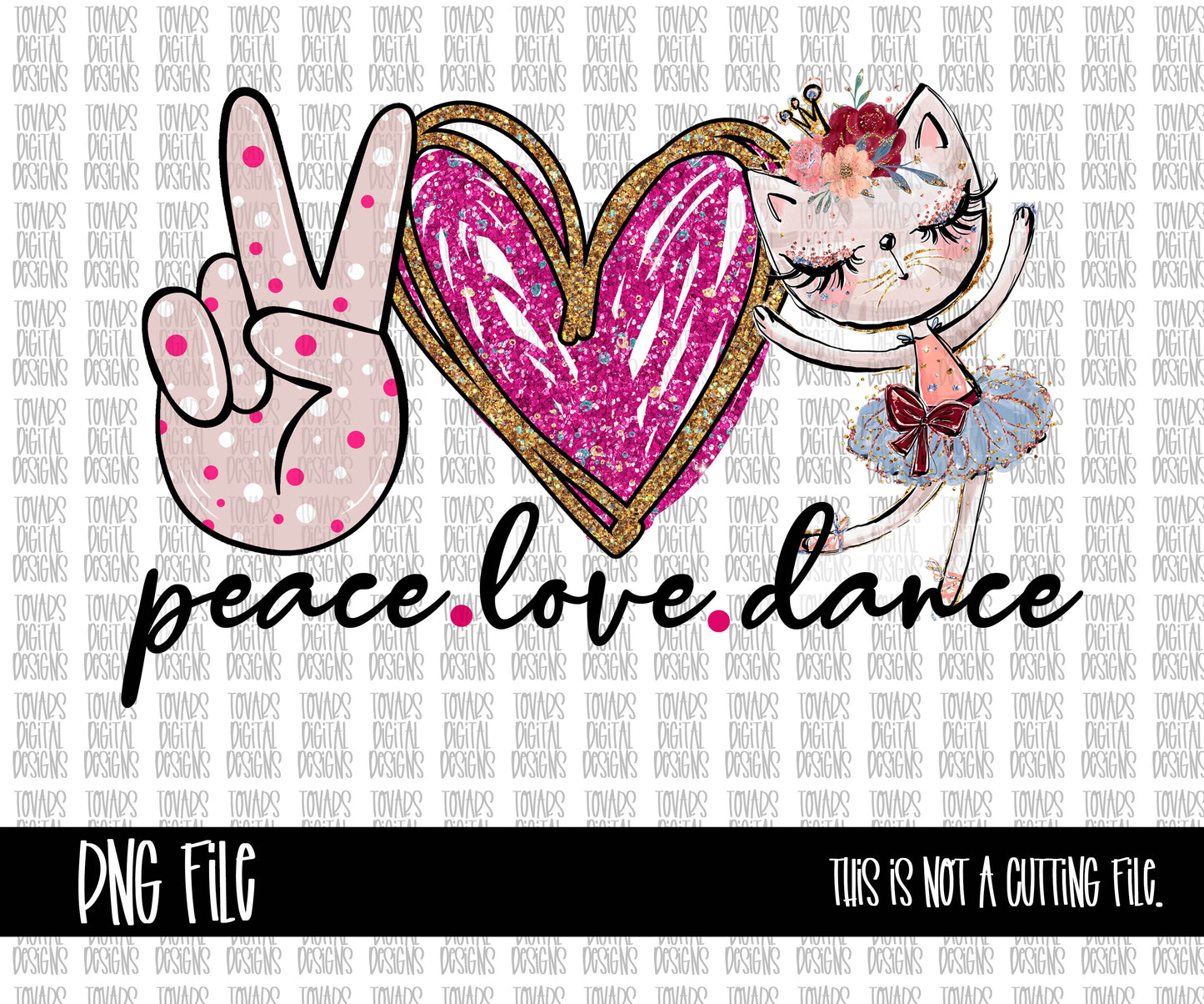 Peace Love Dance PNG File Pink