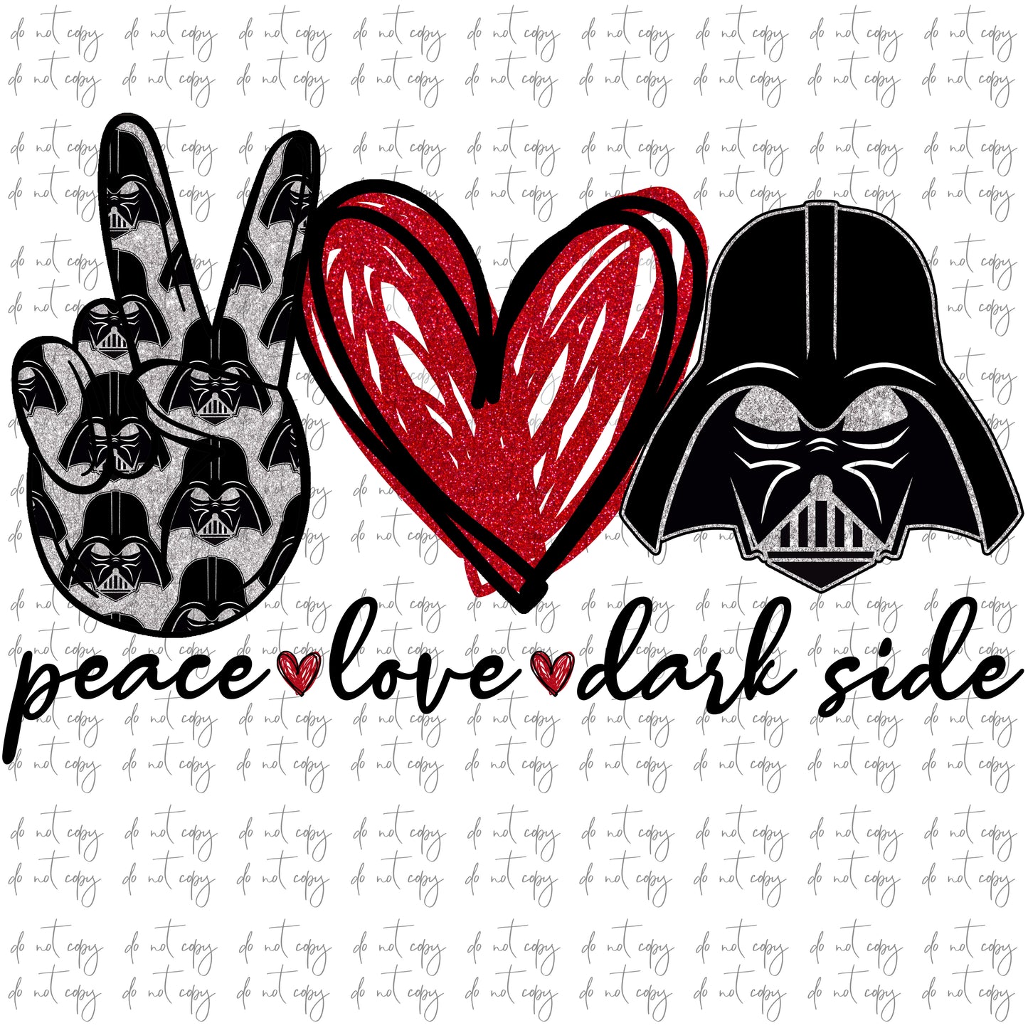 Peace love Dark Side PNG Red Heart