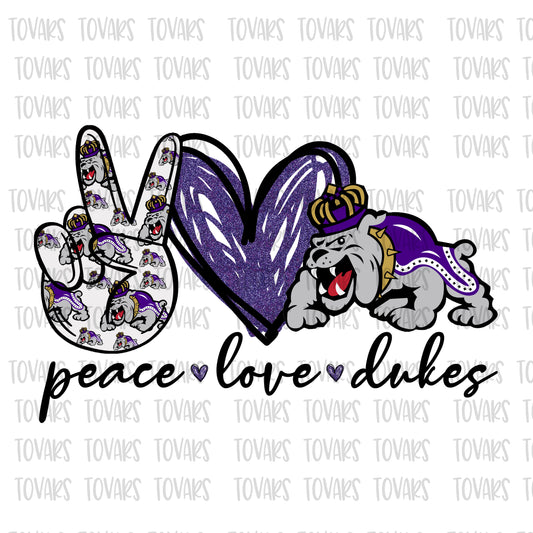 Peace love dukes James Madison University Png File Sublimation