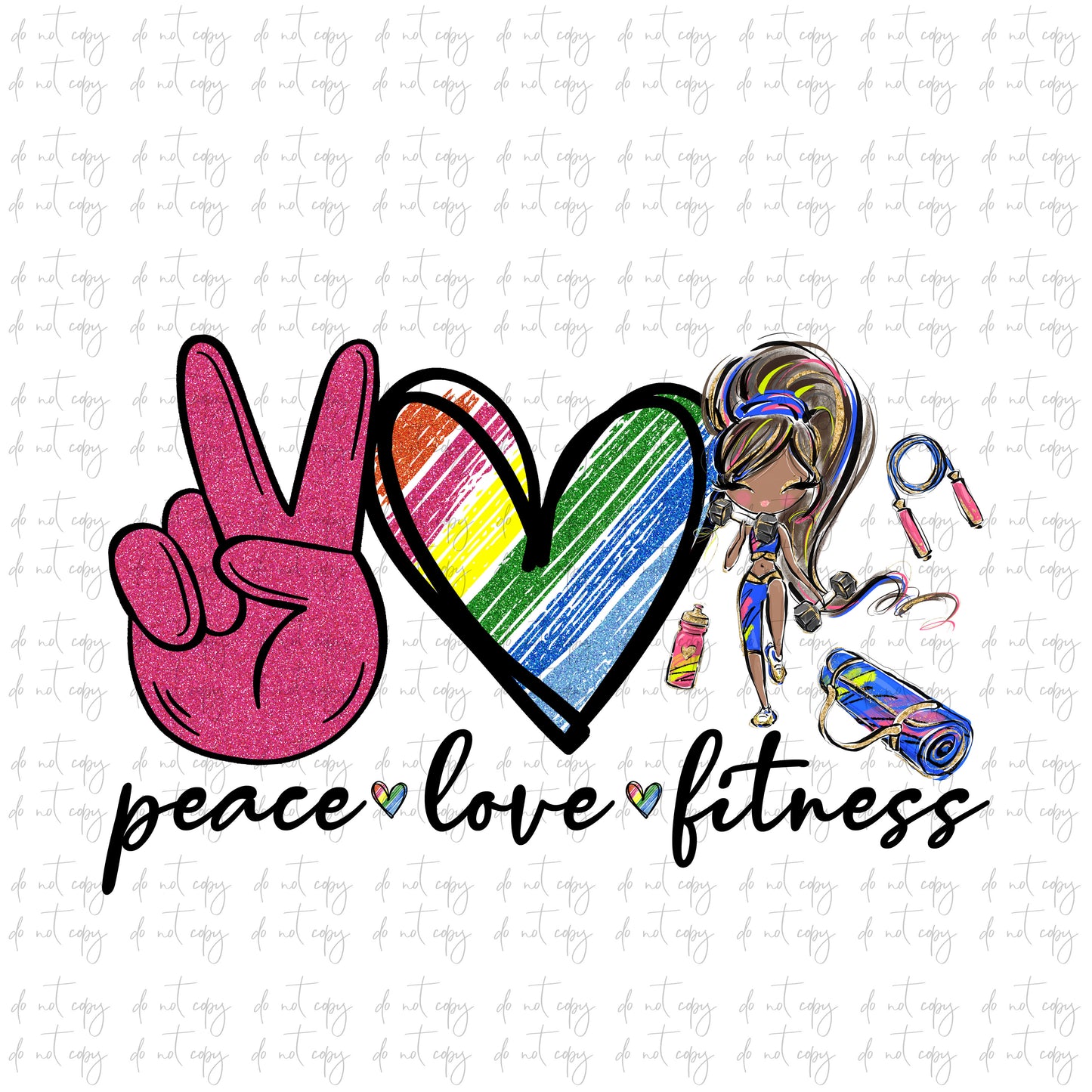 Peace love fitness  sublimation download png file workout working out