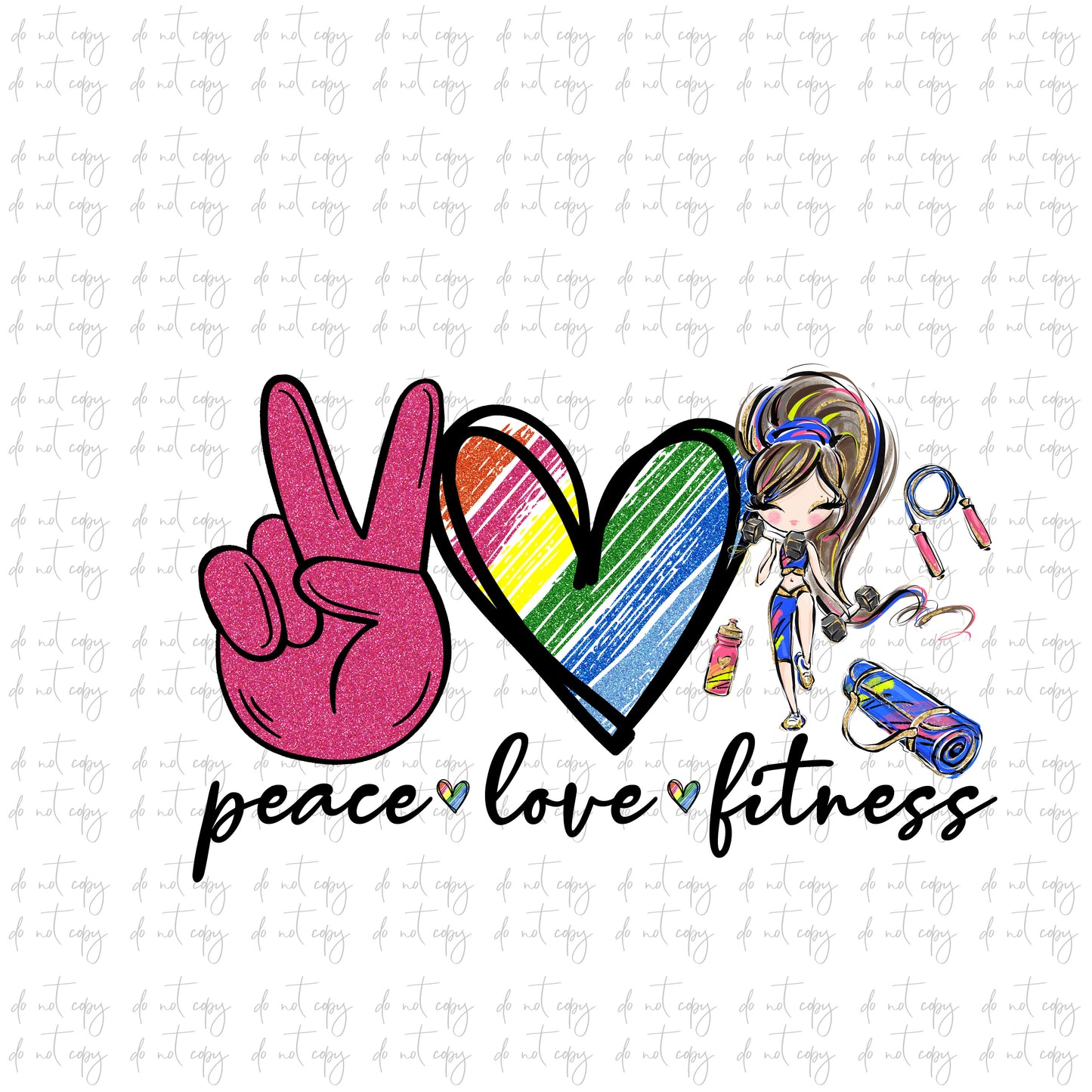 Peace love fitness  sublimation download png file workout working out