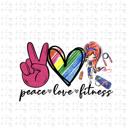 Peace love fitness  sublimation download png file workout working out
