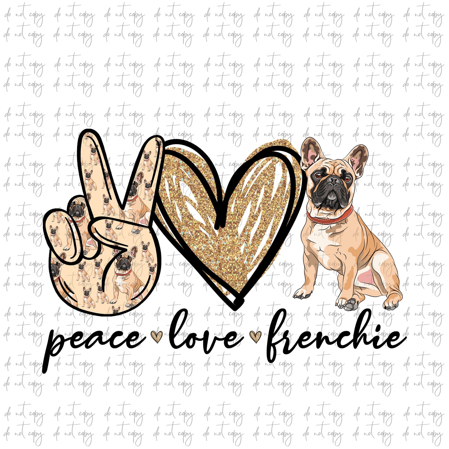 Peace love Frenchie Sublimation dog