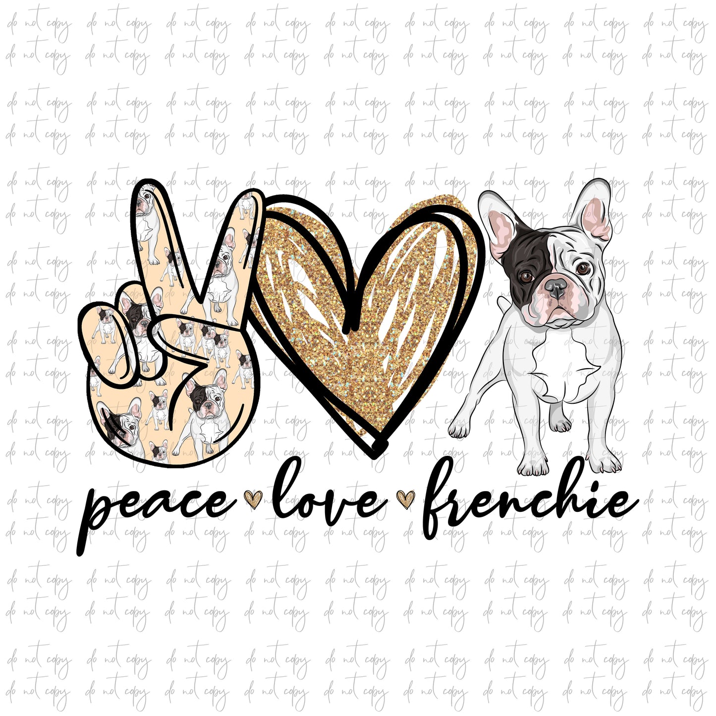 Peace love Frenchie Sublimation dog
