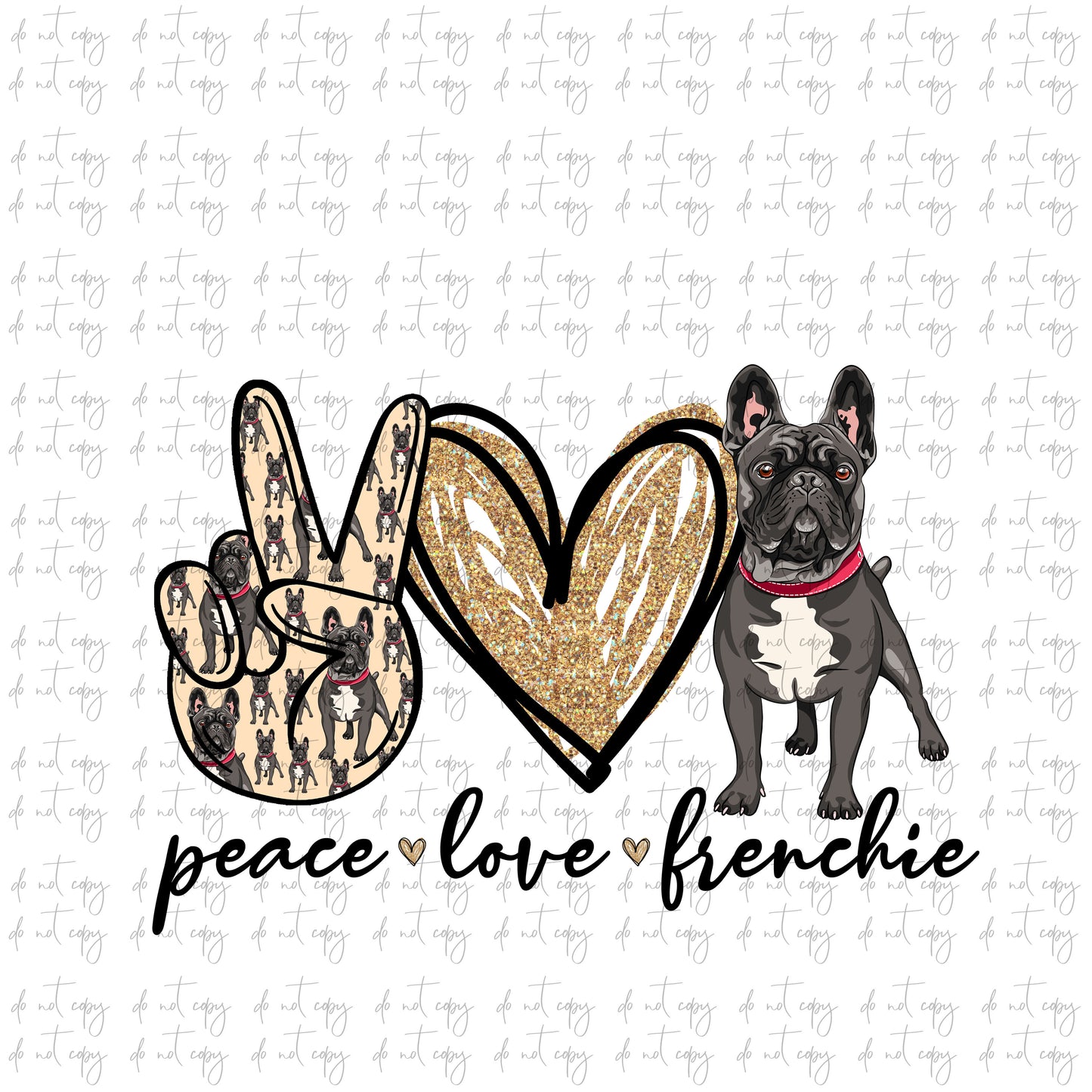 Peace love Frenchie Sublimation dog