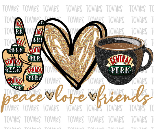 Peace Love friends  Sublimation Download friends Red Glitter gold Instant Sublimation Download Clipart friends instant download