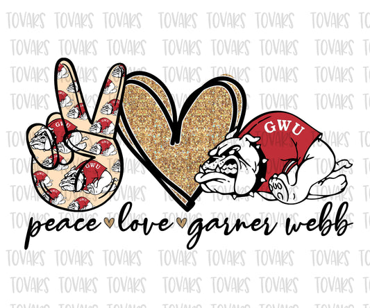 Peace love garner webb university png file sublimation design