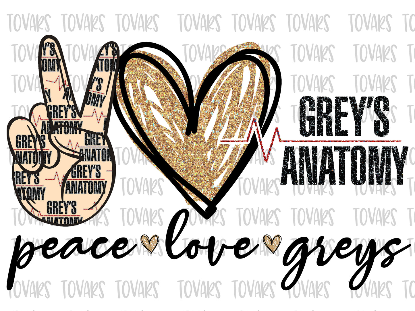 Peace love Greys PNG FILE