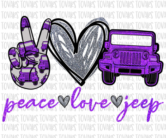 Peace love Jeep, Jeep Sublimation download, Jeep Digital Download, Purple jeep Download, Purple Jeep Sublimation