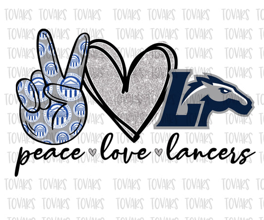 peace love lancers png file sublimation design