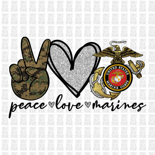 Peace love marines digital download png file camo