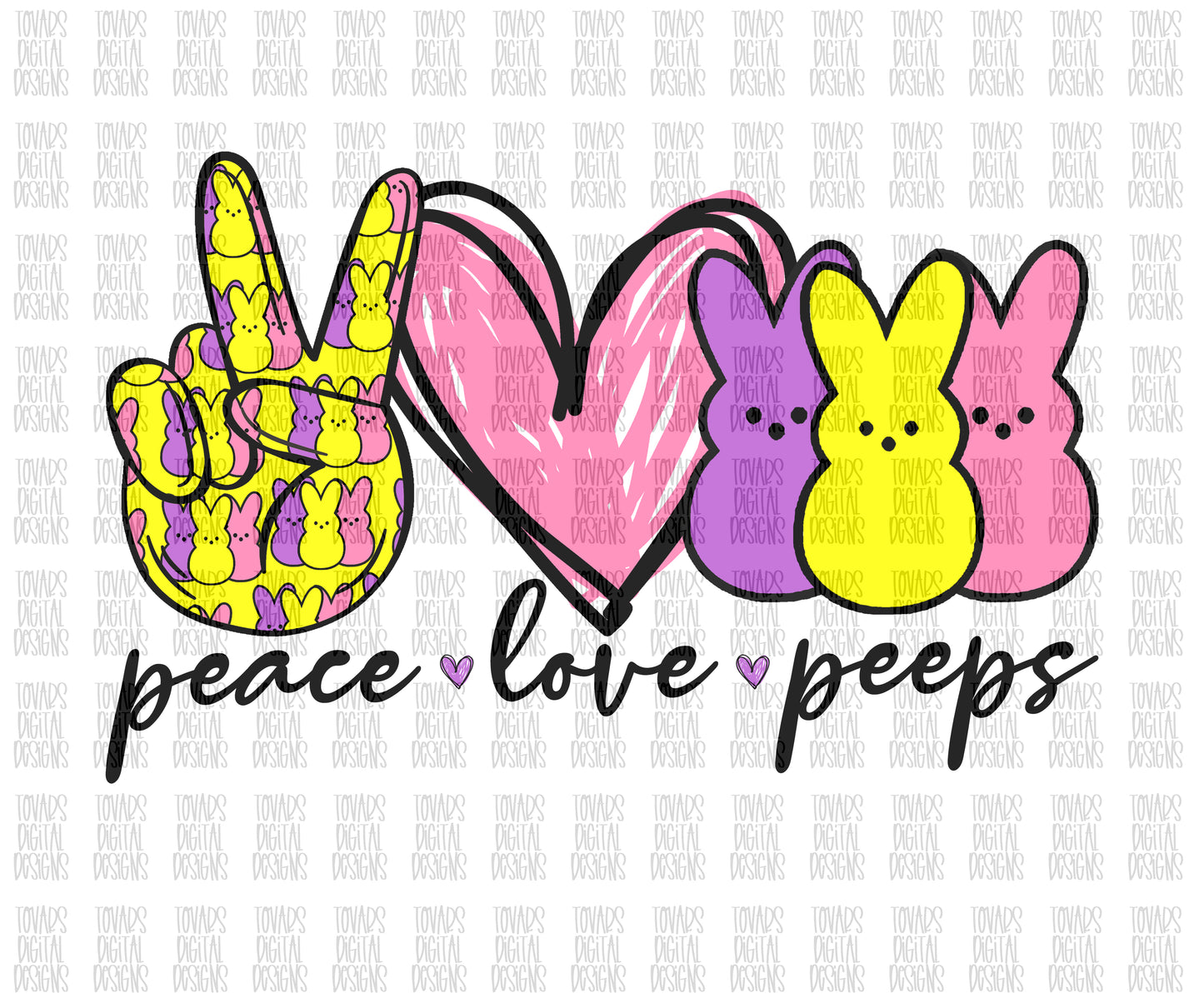 Peace love peeps, Pastel Easter design, peeps easter sublimation png file