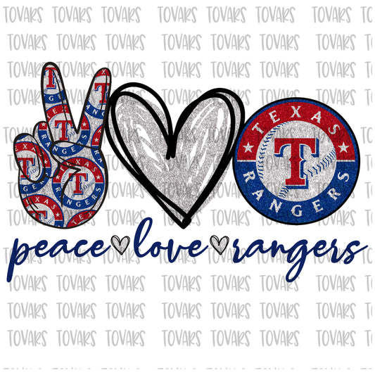 Peace Love Rangers Sublimation Download, Texas Rangers PNG, Instant Download Sublimation Download, Rangers Sublimation baseball Rangers Baseball digital design