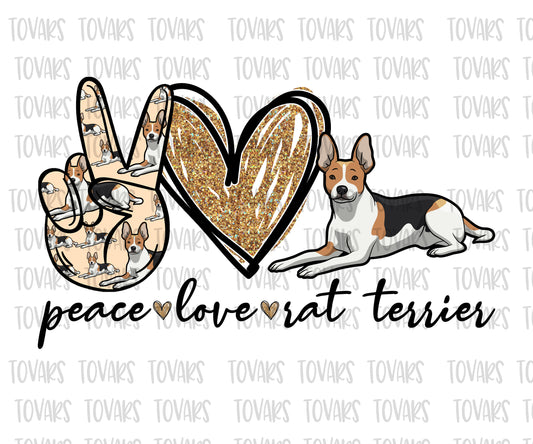 peace love rat terrier png file sublimation dog design