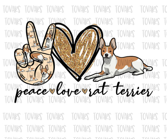 peace love rat terrier png file sublimation dog design