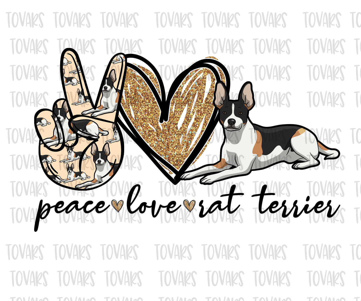 peace love rat terrier png file sublimation dog design