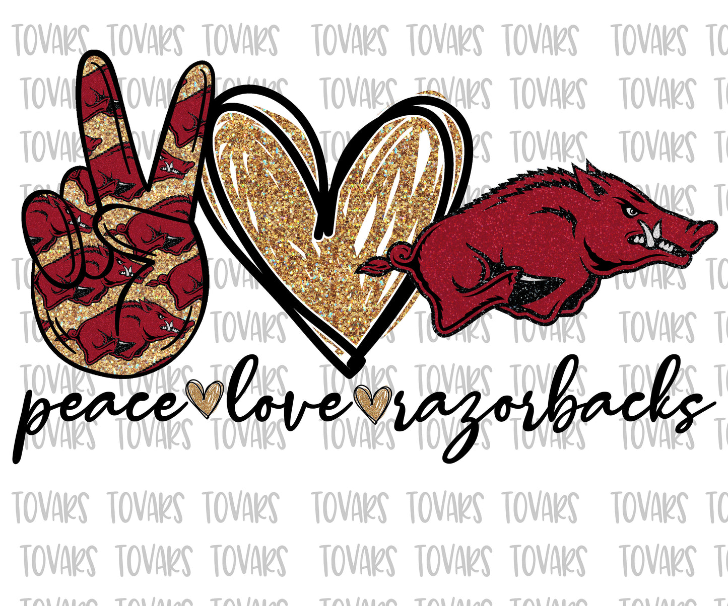 Peace Love Razorbacks Sublimation PNG FILE