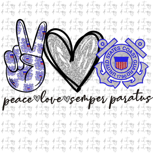 Peace love Semper Paratus Coast Guard PNG FILE Military