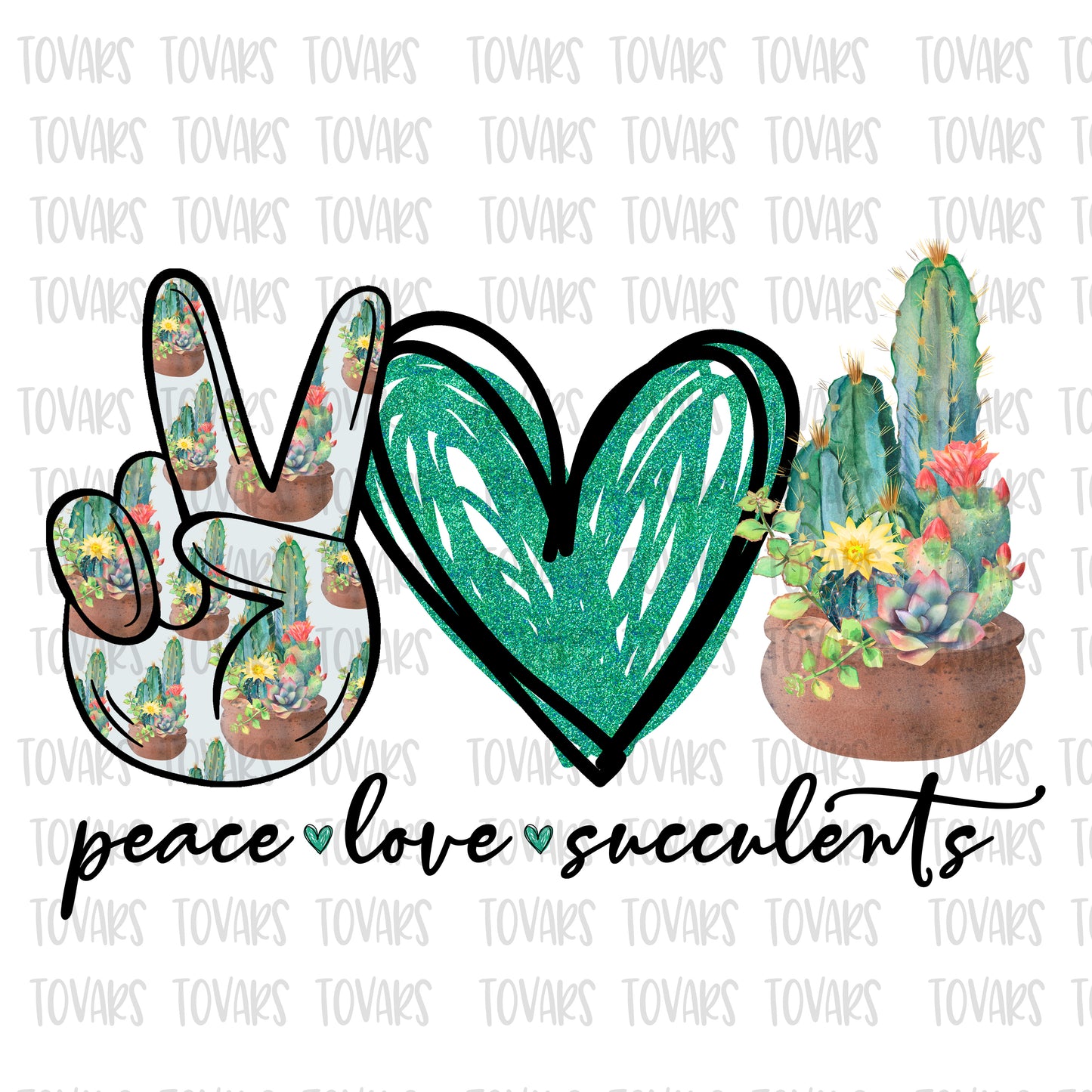 peace love succulents sublimation design cactus design