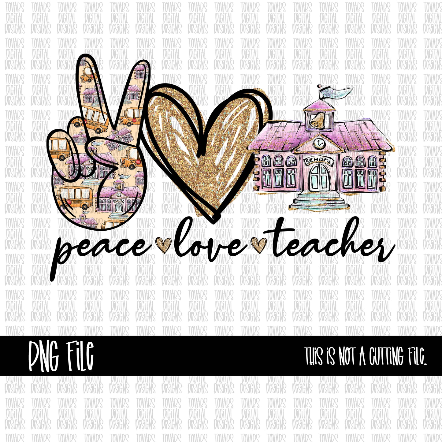 Peace love teacher PNG FILE school design