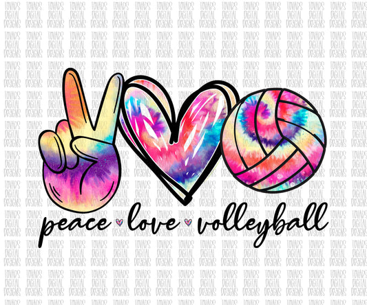 Peace love volleyball tie dye png download