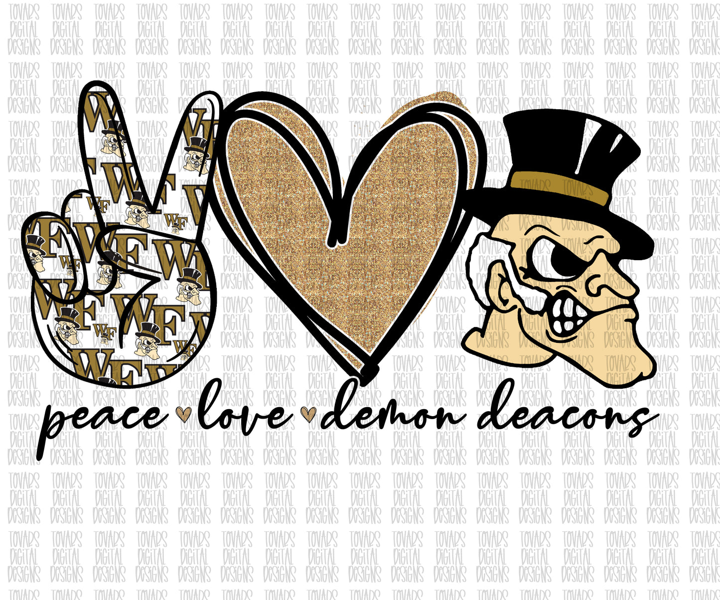 Peace love wake forest demon deacons Design Sublimation Png Digital Download, Peace love wake forest Png, Peace Love Peace love png file, college north carolina