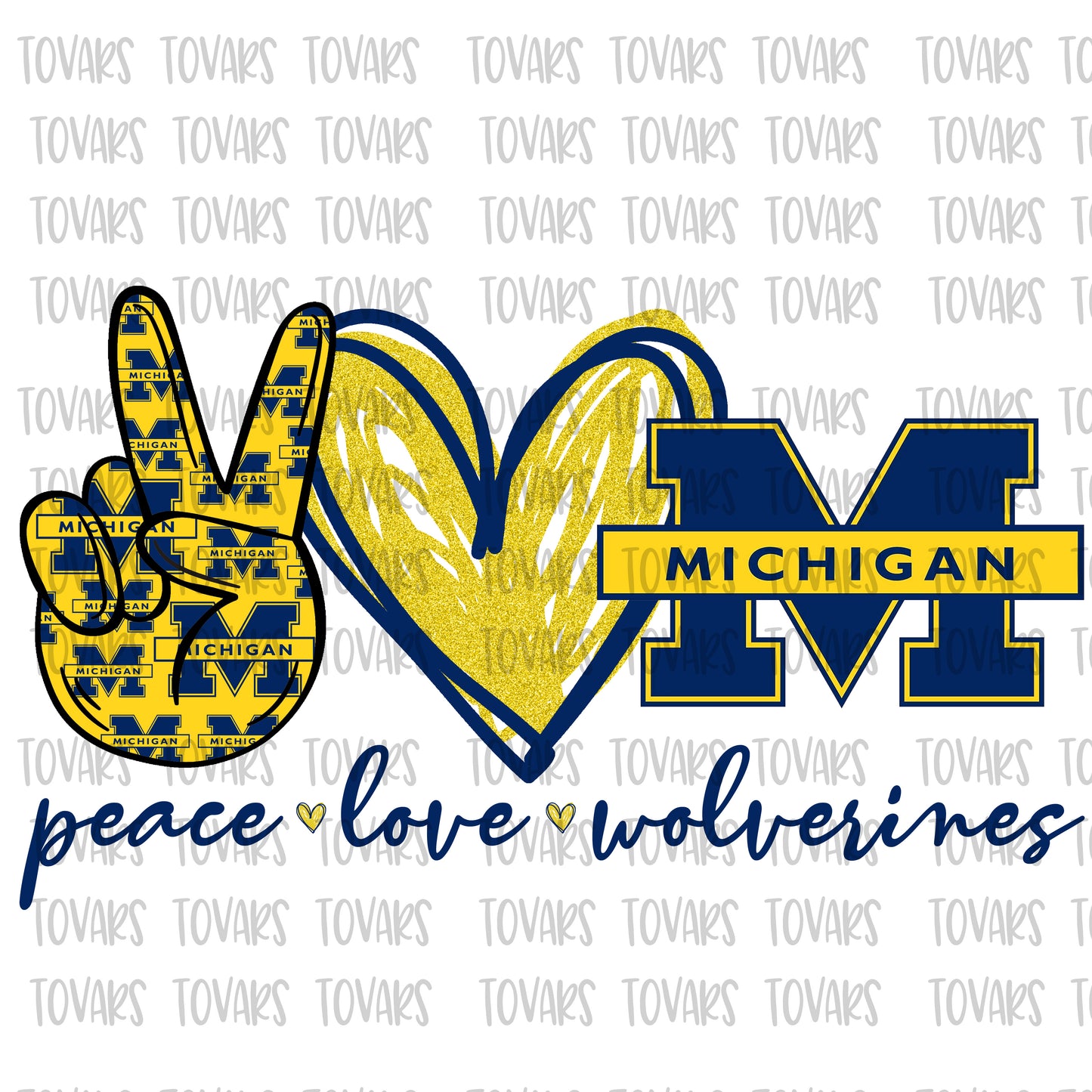 Peace love Wolverines Michigan College PNG FILE