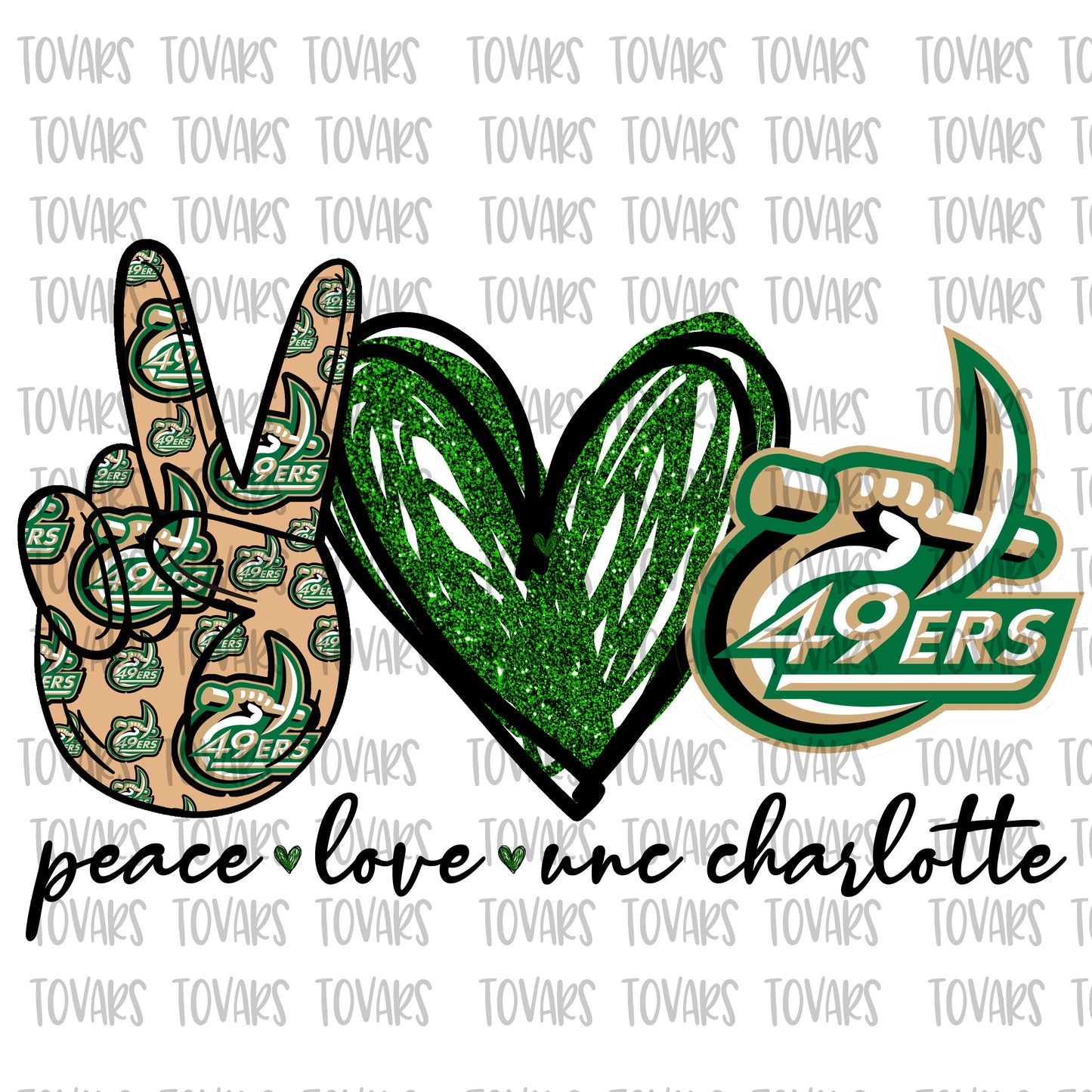 Peace love unc charlotte Niners Charlotte College PNG FILE